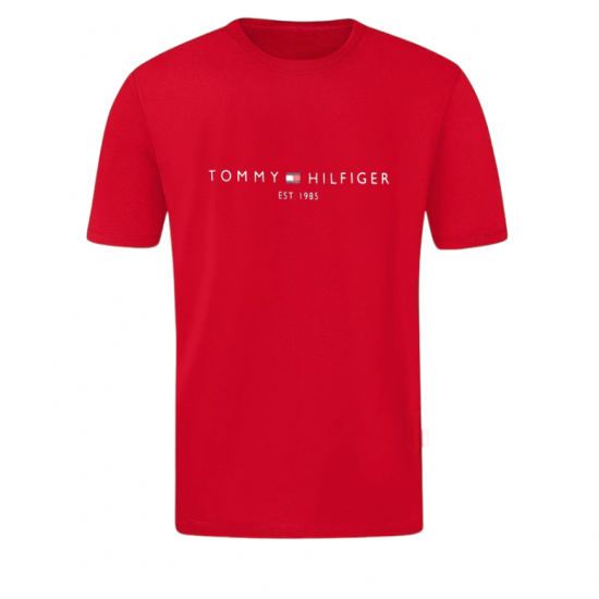 T-SHIRT 100% ΒΑΜΒΑΚΙ ΜΕ LOGO - ΚΟΚΚΙΝΟ- TOMMY HILFIGER EST 1985 T-SHIRT 100% ΒΑΜΒΑΚΙ ΜΕ LOGO - ΚΟΚΚΙΝΟ- TOMMY HILFIGER EST 1985
